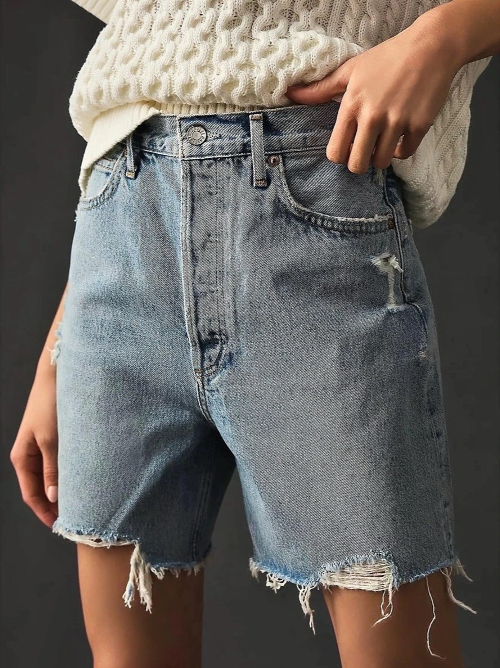 NWT AGOLDE Stella High Rise Short Blue Waist 24